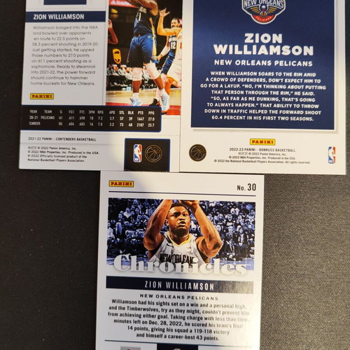 Zion Williamson cards like new, pack of 6 Panini Mosaic and more