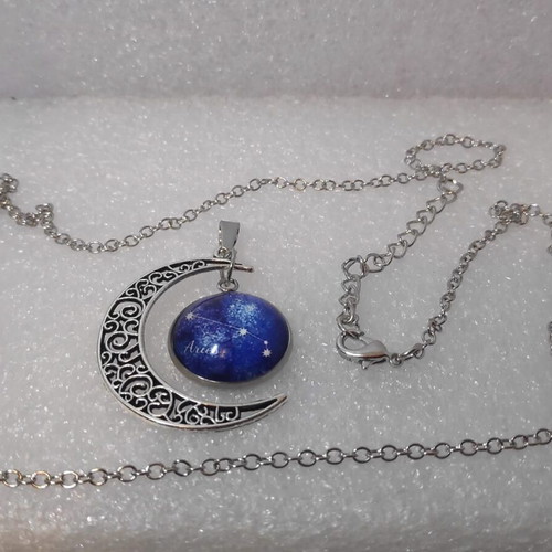 Pendant Aries Constellation with Crescent Moon like new