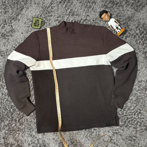 Soulstars turtleneck jumper, brown and white striped, size M