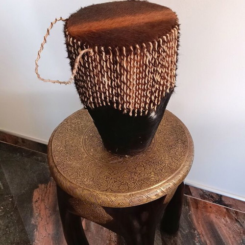 Tarambuka new African drum with natural animal skin and wooden body