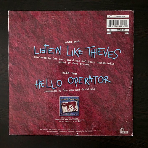 Was (Not Was) Listen Like Thieves 7" vinyl single used, pop