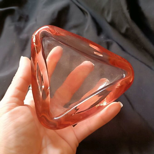 Glass ashtray used pink Murano style vintage collectible