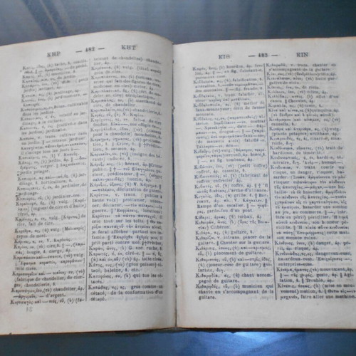 Neon Lexikon Greek-French Dictionary 1886 used, hardcover, 1218 pages