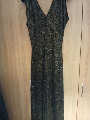 Μαύρο ελαστικό φόρεμα σαν καινούργιο με χρυσές και ασημένιες ανταύγειες