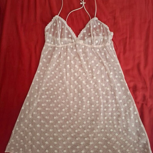 Oysho transparent babydoll dress used with nude/pink polka dots
