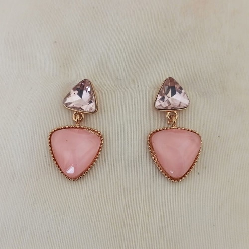 Geometric Earrings in Pink Gold Shades, New