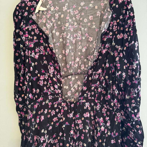 H&M floral open-back dress, black multicolor