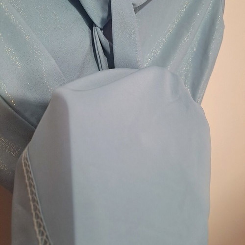Paul Christophe vintage baby blue top like new, lurex vinyl effect