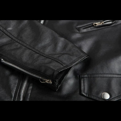 Leather jacket men's coat like new, black and red, M-L
