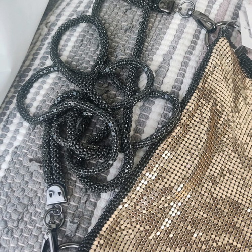 Vintage Zara crossbody bag metallic black with gold chain new