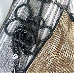  vintage Zara τσάντα χιαστί μεταλλική μαύρο με χρυσό και αλυσίδα