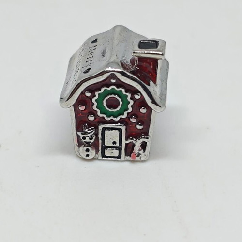 Christmas silver charm house with enamel, like new