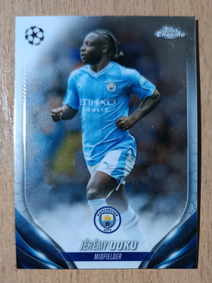 Κάρτα Topps Chrome UEFA Club Competitions 2023-24 Jeremy Doku σαν καινούργιο