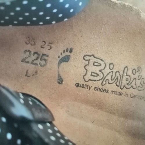 Birkenstock kids sandals authentic black with white polka dots, used, size 35