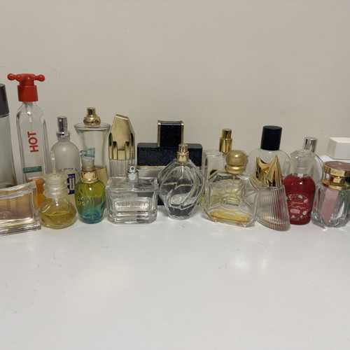 Christian LaCroix, Fendi, Van Cleef perfume bottles used, rare collectible set