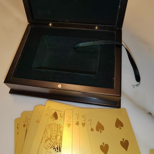 Collectible 24K Gold Playing Cards Casino Porto Carras used with Wooden Case