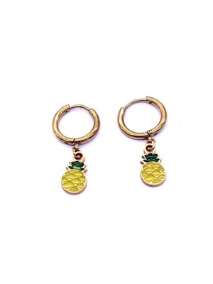 Pineapple Vibes Hoop Earrings new, gold plated stainless steel