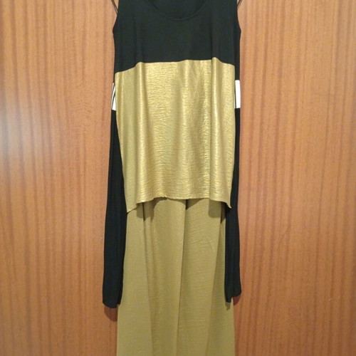 Seva set top and palazzo pants gold-black like new