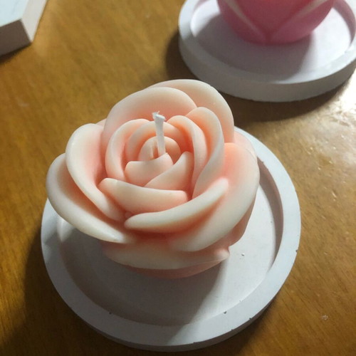 Rose candle new in plaster base