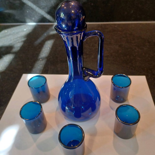 Serving set for raki made of blown glass like new