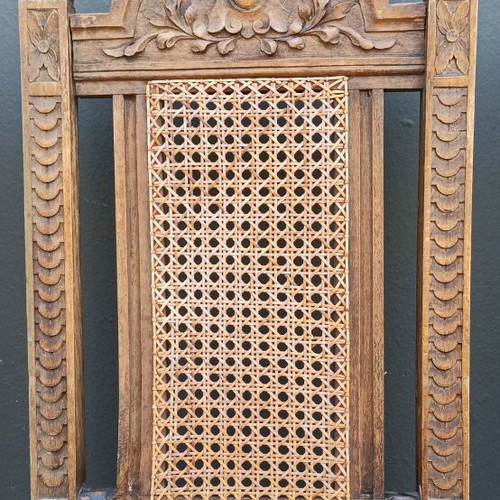 Chairs used, 6 pieces, late 19th century with carving