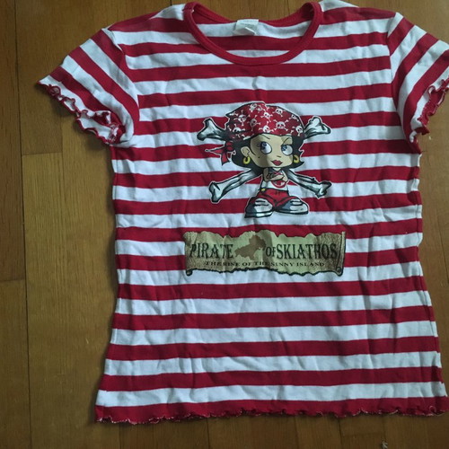 Striped white and red 100% cotton blouse used for 10-year-old girl