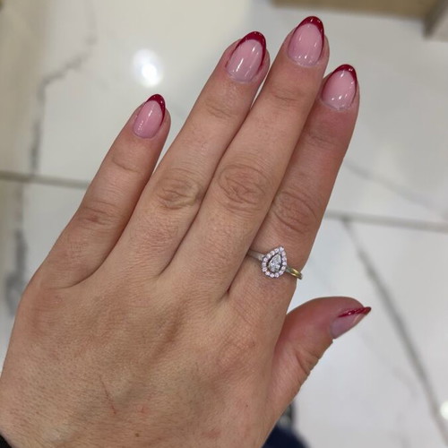 Silver Tear Drop Ring 925 with Zircon Stones, New