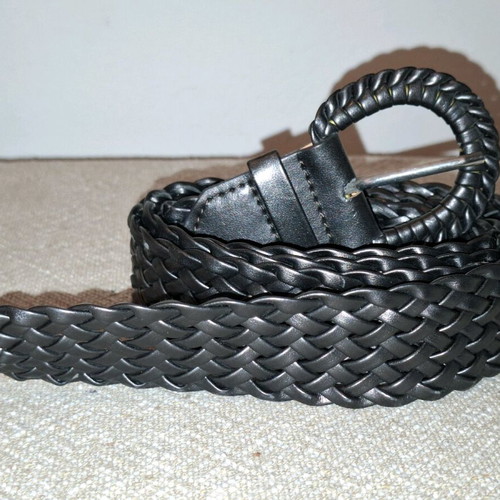 Braided belt used, adjustable, dark brown-gray metallic