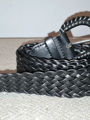 Braided belt used, adjustable, dark brown-gray metallic