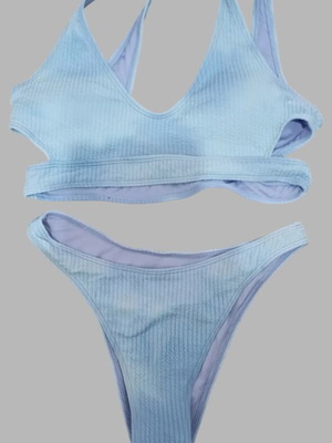 Lilac ribbed bikini set size L like new