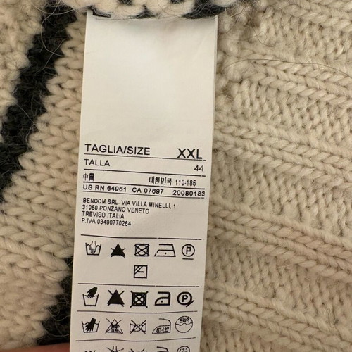 Benetton men's cardigan with removable fur like new, XXL
