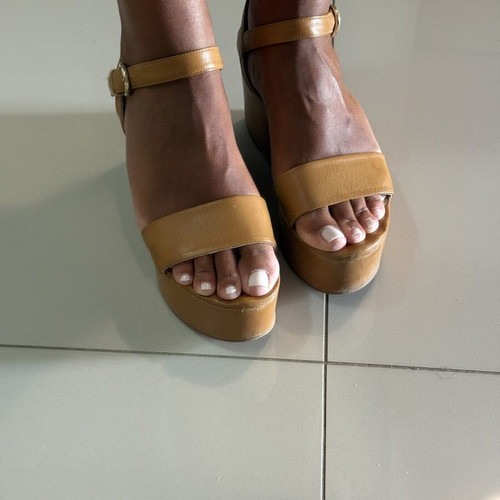 Platform sandals size 41 used, tan color, 8cm heel