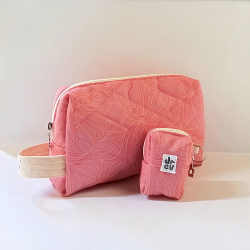 Bloom set handmade toiletry bag and small pouch new, pink