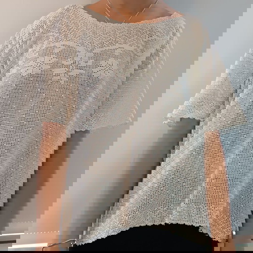 Винтидж плетена блуза в екрю употребявана, размер M