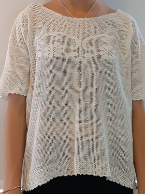 Винтидж плетена блуза в екрю употребявана, размер M
