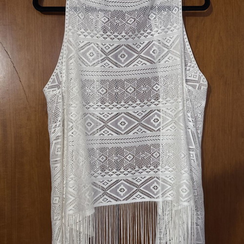 Boho Fringe Cover-Up vest like new, white, one size