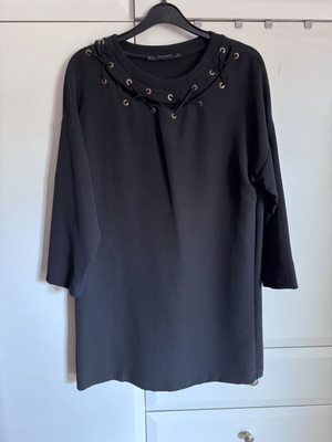 Zara Basic black tunic dress small like new with gold grommets