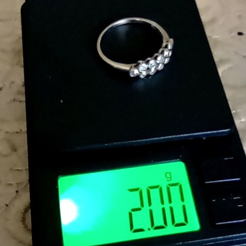 18K White Gold Ring with 12 Natural Diamonds SI/K, Size 55.5