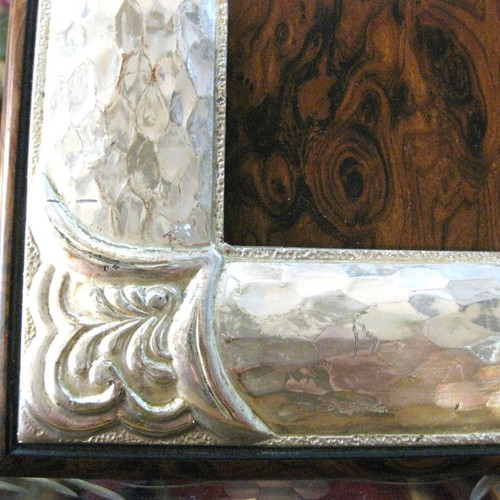 Silver tabletop photo frame used, 33.5x27.5 cm