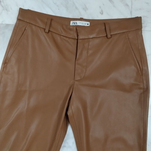 Zara women's faux leather pants size 40 L caramel, very good condition