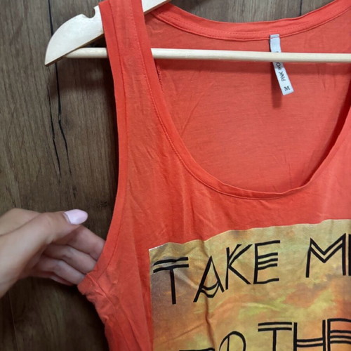 Pink Woman sleeveless blouse used, orange, size M