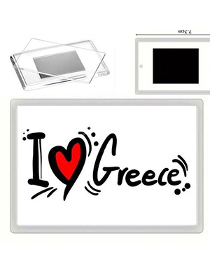 Magnet Hellas I Love Greece with transparent acrylic frame new