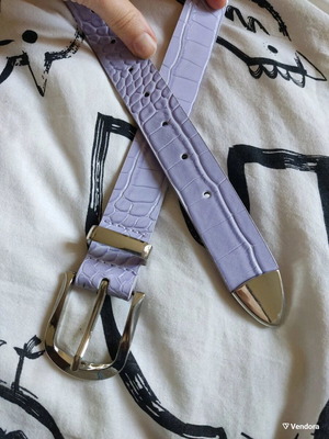 Bershka belt faux leather purple lilac silver buckle used