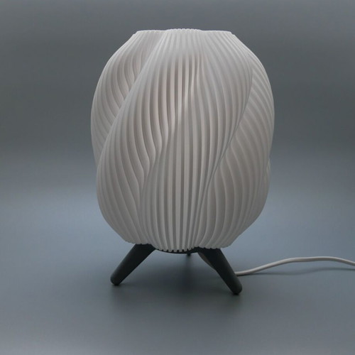 Table lamp with striped swirl texture and warm light new