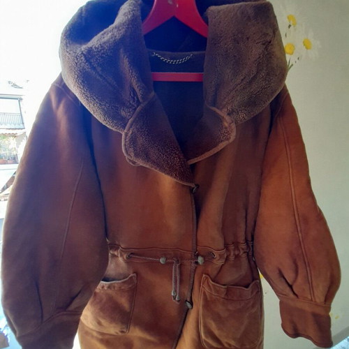 Leader men's jacket used, brown castor with fur lining, size XL