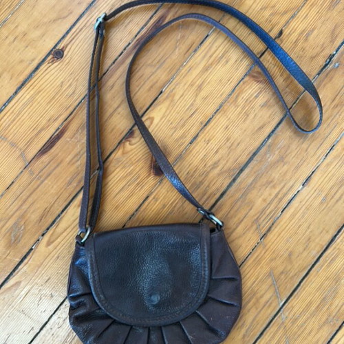 Leather shoulder bag used, dark brown