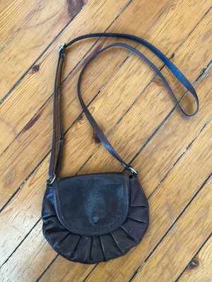 Leather shoulder bag used, dark brown