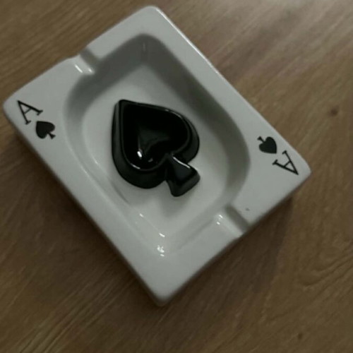 Ace of Spades Porcelain Ashtray handmade, new