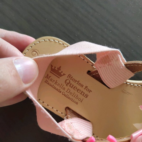 Handmade sandals for girl size 26 new, pink with flower