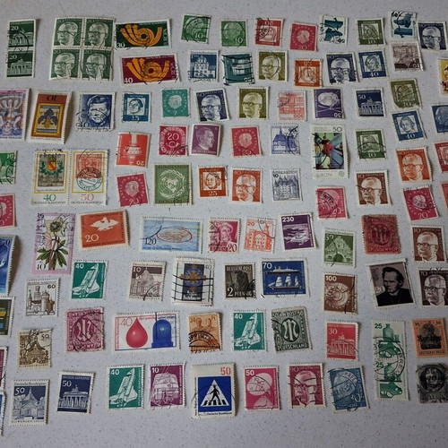 German stamps used, pack of 319 collectible vintage pieces